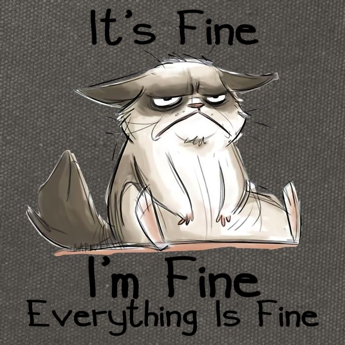 It's Fine I'm Fine Everything Is Fine Angry Cat Funny Quote Cotton Canvas Backpack