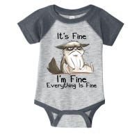 It's Fine I'm Fine Everything Is Fine Angry Cat Funny Quote Infant Baby Jersey Bodysuit