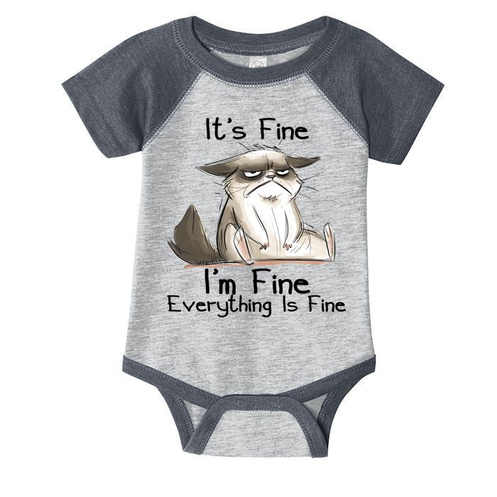 It's Fine I'm Fine Everything Is Fine Angry Cat Funny Quote Infant Baby Jersey Bodysuit