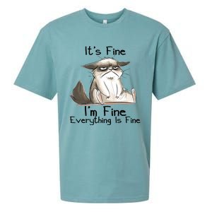 It's Fine I'm Fine Everything Is Fine Angry Cat Funny Quote Sueded Cloud Jersey T-Shirt