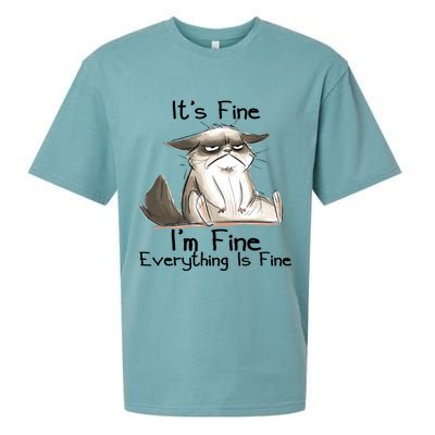 It's Fine I'm Fine Everything Is Fine Angry Cat Funny Quote Sueded Cloud Jersey T-Shirt