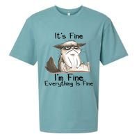 It's Fine I'm Fine Everything Is Fine Angry Cat Funny Quote Sueded Cloud Jersey T-Shirt