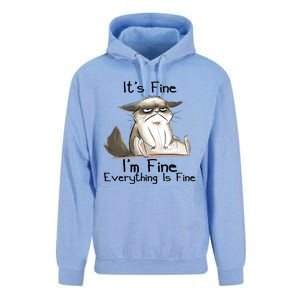 It's Fine I'm Fine Everything Is Fine Angry Cat Funny Quote Unisex Surf Hoodie