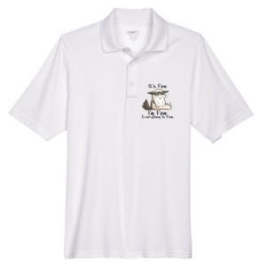 It's Fine I'm Fine Everything Is Fine Angry Cat Funny Quote Men's Origin Performance Pique Polo