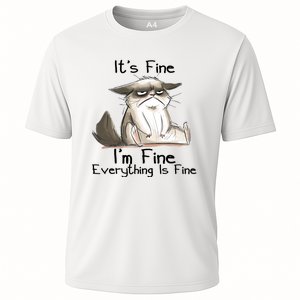 It's Fine I'm Fine Everything Is Fine Angry Cat Funny Quote Cooling Performance Crew T-Shirt