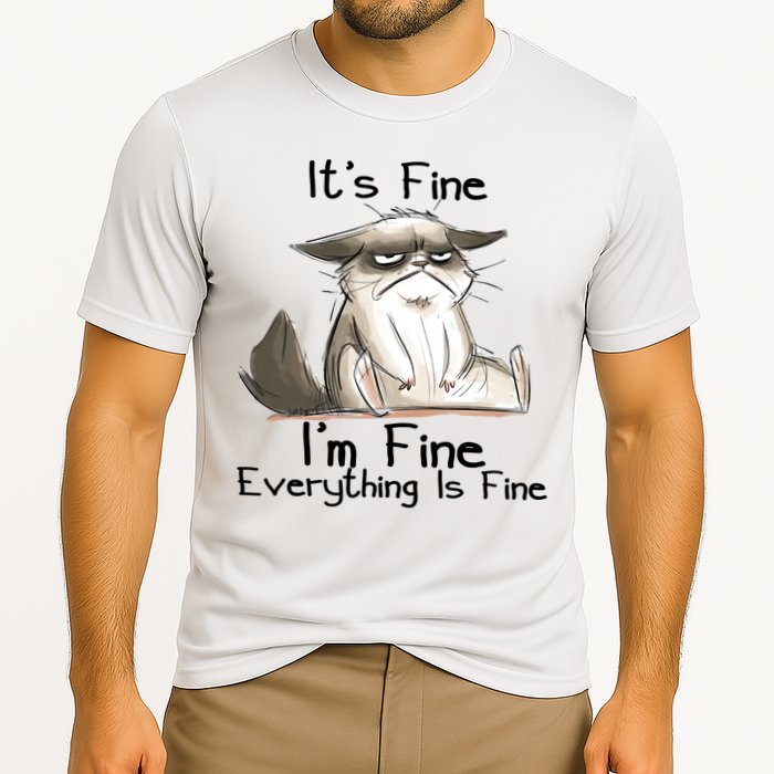 It's Fine I'm Fine Everything Is Fine Angry Cat Funny Quote Performance Shirt