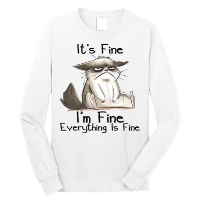 It's Fine I'm Fine Everything Is Fine Angry Cat Funny Quote Long Sleeve Shirt