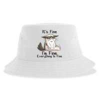 It's Fine I'm Fine Everything Is Fine Angry Cat Funny Quote Sustainable Bucket Hat