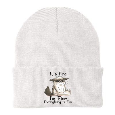 It's Fine I'm Fine Everything Is Fine Angry Cat Funny Quote Beanie
