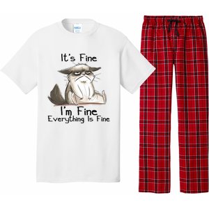 It's Fine I'm Fine Everything Is Fine Angry Cat Funny Quote Pajama Set