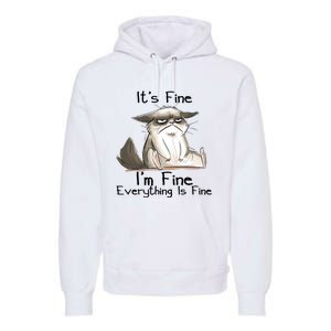 It's Fine I'm Fine Everything Is Fine Angry Cat Funny Quote Premium Hoodie