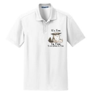 It's Fine I'm Fine Everything Is Fine Angry Cat Funny Quote Dry Zone Grid Polo