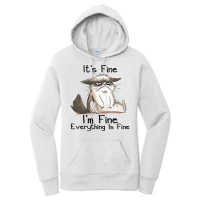 It's Fine I'm Fine Everything Is Fine Angry Cat Funny Quote Women's Pullover Hoodie