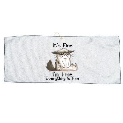 It's Fine I'm Fine Everything Is Fine Angry Cat Funny Quote Large Microfiber Waffle Golf Towel