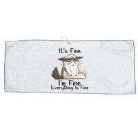 It's Fine I'm Fine Everything Is Fine Angry Cat Funny Quote Large Microfiber Waffle Golf Towel