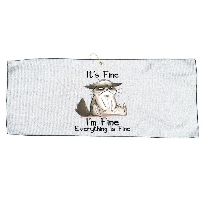 It's Fine I'm Fine Everything Is Fine Angry Cat Funny Quote Large Microfiber Waffle Golf Towel