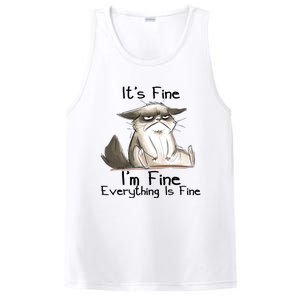 It's Fine I'm Fine Everything Is Fine Angry Cat Funny Quote PosiCharge Competitor Tank