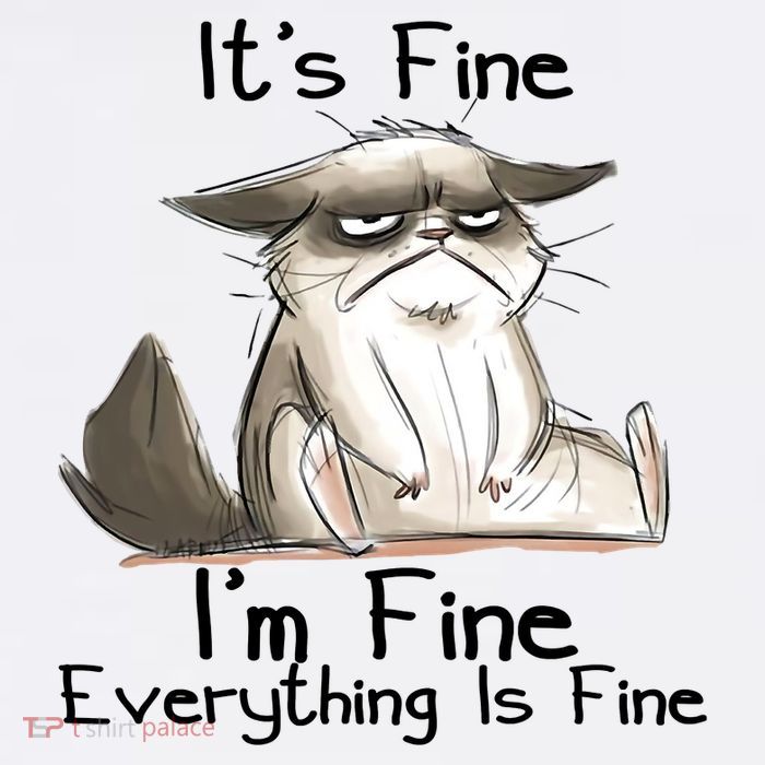 It's Fine I'm Fine Everything Is Fine Angry Cat Funny Quote Tank Top