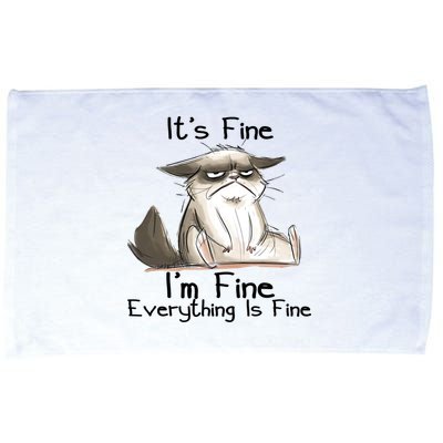 It's Fine I'm Fine Everything Is Fine Angry Cat Funny Quote Microfiber Hand Towel