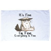 It's Fine I'm Fine Everything Is Fine Angry Cat Funny Quote Microfiber Hand Towel