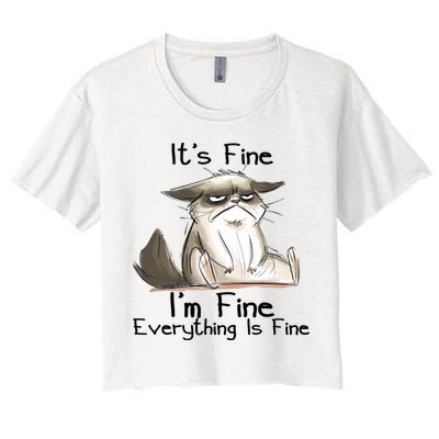 It's Fine I'm Fine Everything Is Fine Angry Cat Funny Quote Crop Top