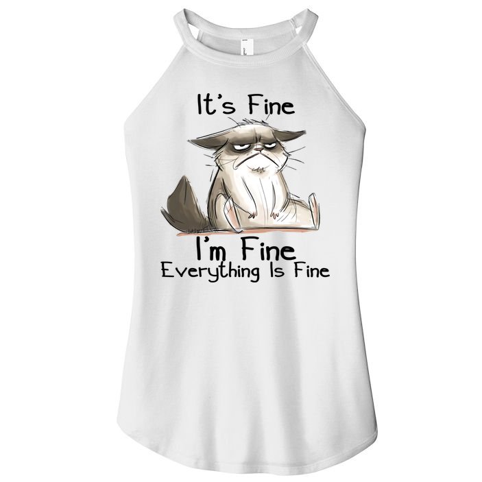 It's Fine I'm Fine Everything Is Fine Angry Cat Funny Quote Women's Perfect Tri Rocker Tank