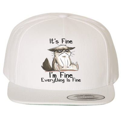 It's Fine I'm Fine Everything Is Fine Angry Cat Funny Quote Wool Snapback Cap