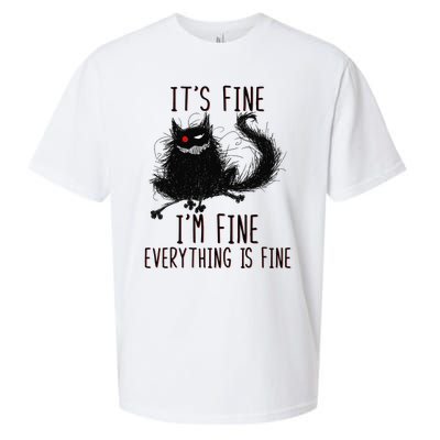 It's Fine I'm Fine Everything Is Fine Funny Black Cat Sueded Cloud Jersey T-Shirt