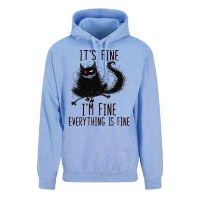 It's Fine I'm Fine Everything Is Fine Funny Black Cat Unisex Surf Hoodie