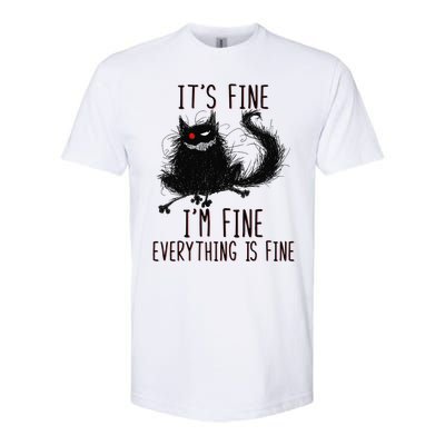 It's Fine I'm Fine Everything Is Fine Funny Black Cat Softstyle CVC T-Shirt