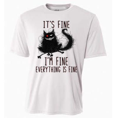 It's Fine I'm Fine Everything Is Fine Funny Black Cat Cooling Performance Crew T-Shirt