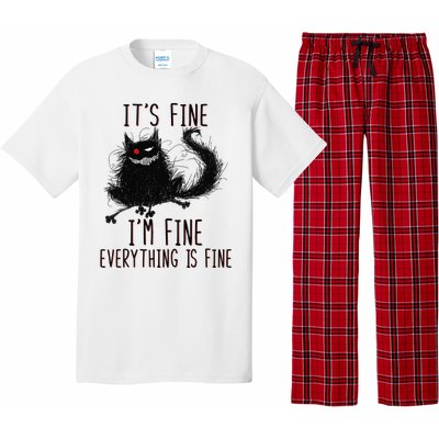 It's Fine I'm Fine Everything Is Fine Funny Black Cat Pajama Set