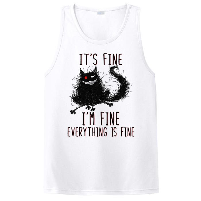 It's Fine I'm Fine Everything Is Fine Funny Black Cat PosiCharge Competitor Tank