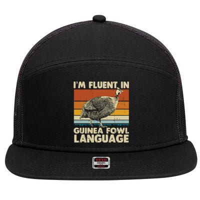 Im Fluent In Guinea Fowl Language 7 Panel Mesh Trucker Snapback Hat