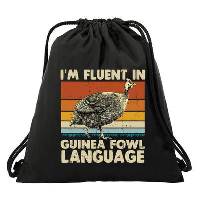 Im Fluent In Guinea Fowl Language Drawstring Bag