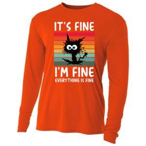 ItS Fine IM Fine Everything Is Fine Funny Black Cat Gift Cooling Performance Long Sleeve Crew