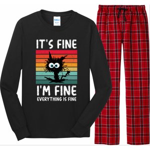 ItS Fine IM Fine Everything Is Fine Funny Black Cat Gift Long Sleeve Pajama Set