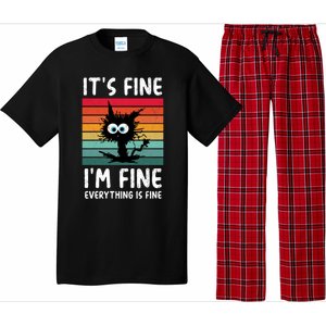 ItS Fine IM Fine Everything Is Fine Funny Black Cat Gift Pajama Set