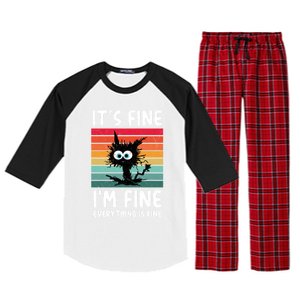 ItS Fine IM Fine Everything Is Fine Funny Black Cat Gift Raglan Sleeve Pajama Set