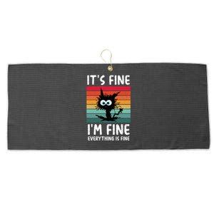 ItS Fine IM Fine Everything Is Fine Funny Black Cat Gift Large Microfiber Waffle Golf Towel