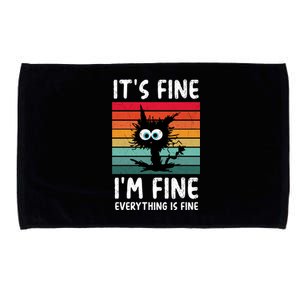 ItS Fine IM Fine Everything Is Fine Funny Black Cat Gift Microfiber Hand Towel