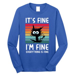 ItS Fine IM Fine Everything Is Fine Funny Black Cat Gift Long Sleeve Shirt