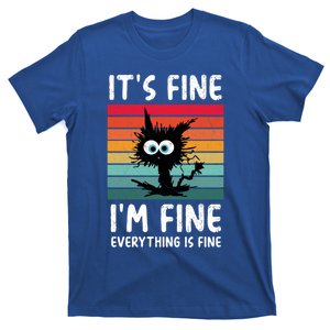 ItS Fine IM Fine Everything Is Fine Funny Black Cat Gift T-Shirt