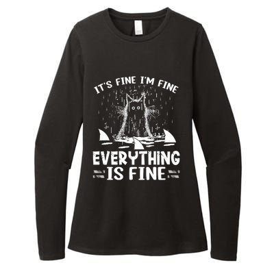 It's Fine I'm Fine Everything Is Fine Funny Cat Womens CVC Long Sleeve Shirt