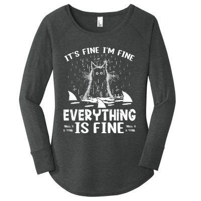 It's Fine I'm Fine Everything Is Fine Funny Cat Women's Perfect Tri Tunic Long Sleeve Shirt