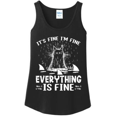 It's Fine I'm Fine Everything Is Fine Funny Cat Ladies Essential Tank