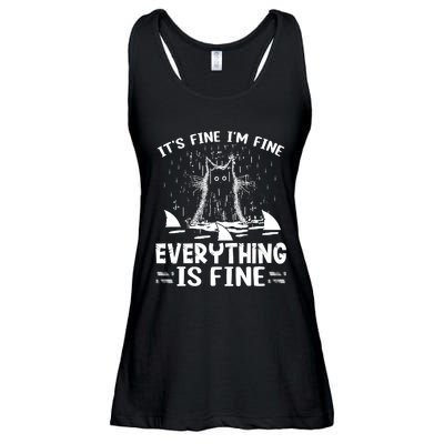 It's Fine I'm Fine Everything Is Fine Funny Cat Ladies Essential Flowy Tank