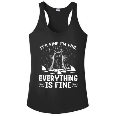 It's Fine I'm Fine Everything Is Fine Funny Cat Ladies PosiCharge Competitor Racerback Tank