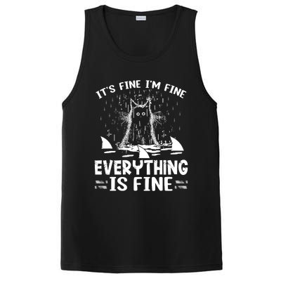 It's Fine I'm Fine Everything Is Fine Funny Cat PosiCharge Competitor Tank