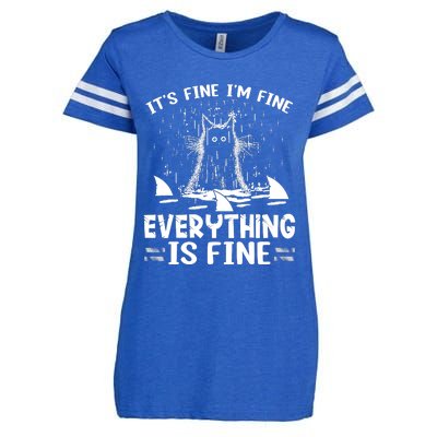 It's Fine I'm Fine Everything Is Fine Funny Cat Enza Ladies Jersey Football T-Shirt